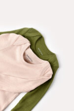 Állítsa be a 2 testet hosszú ujjú unisex organikus és modális pamut-zöld/elpirulással, babycosy (méret: 6-9 hónap) - Kép 2