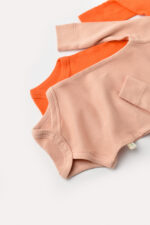 Állítsa be a 2 testet hosszú ujjú unisex organikus és modális pamut-grannátos/őszibarack, babycosy (méret: 6-9 hónap) - Kép 3