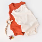 2 test nélküli test test Unisex -100% organikus pamut -scortisoara/ecru, babycosy (méret: 3-6 hónap)