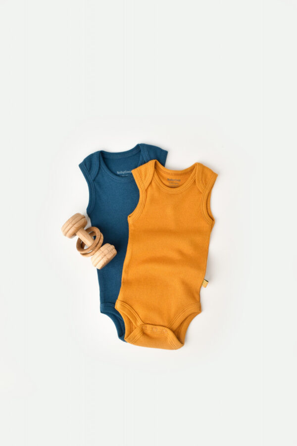 2 test készlete, bébi unisex hüvely nélkül organikus és modális pamutkék/sáfrány, babycosy (méret: 12-18 hónap)
