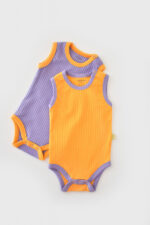 2 test halmaza, ujja, ribana baba unisex organikus pamut és 5%elasztán-sárga/lila babycosy (méret: 6-9 hónap)