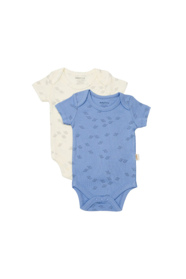 Set 2 nyomtatott test, babycosy, 50% modális+50% pamut, ECRU/levendula (méret: 3-6 hónap)