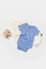 Set 2 nyomtatott test, babycosy, 50% modális+50% pamut, ECRU/levendula (méret: 3-6 hónap) - Kép 3
