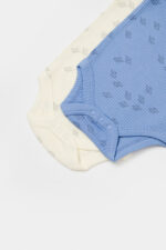 Set 2 nyomtatott test, babycosy, 50% modális+50% pamut, ECRU/levendula (méret: 3-6 hónap) - Kép 5