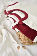 2 test testének babana unisex organikus pamut és 5%elasztán-cecru/bordo, babycosy (méret: 6-9 hónap) - Kép 2