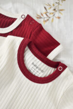 2 test testének babana unisex organikus pamut és 5%elasztán-cecru/bordo, babycosy (méret: 6-9 hónap) - Kép 4