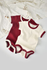 2 test testének babana unisex organikus pamut és 5%elasztán-cecru/bordo, babycosy (méret: 6-9 hónap) - Kép 6