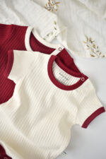 2 test testének babana unisex organikus pamut és 5%elasztán-cecru/bordo, babycosy (méret: 6-9 hónap) - Kép 7