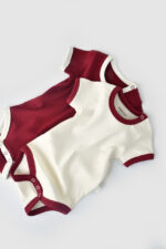 2 test testének babana unisex organikus pamut és 5%elasztán-cecru/bordo, babycosy (méret: 6-9 hónap) - Kép 8