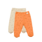 Állítson be 2 nadrágot botosei nyomtatással, babycosy, 50% modális+50% pamut, kő/barack (méret: 3-6 hónap)