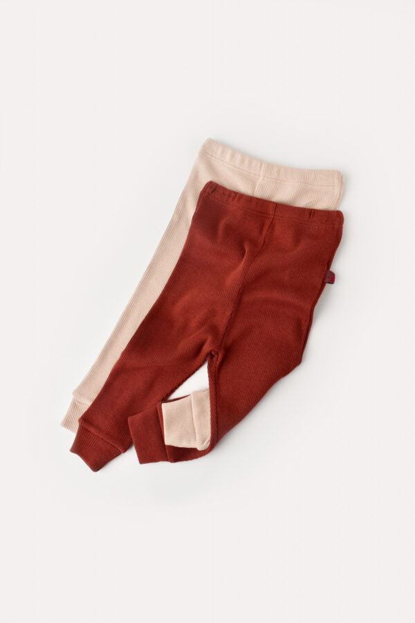 Állítsa be 2 Baby Unisex nadrág organikus és modális pamutból - tégla/lazac, babycosy (méret: 18-24 hónap)