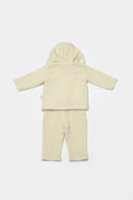 Hailp és nadrág blúzkészlet, téli muselin, 100% pamut - kő, babycosy (méret: 3-6 hónap) - Kép 3