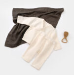 Blúzok halmaza és hosszú kagylónadrág, babycosy, 100% organikus pamut, ECRU (méret: 18-24 hónap) - Kép 2