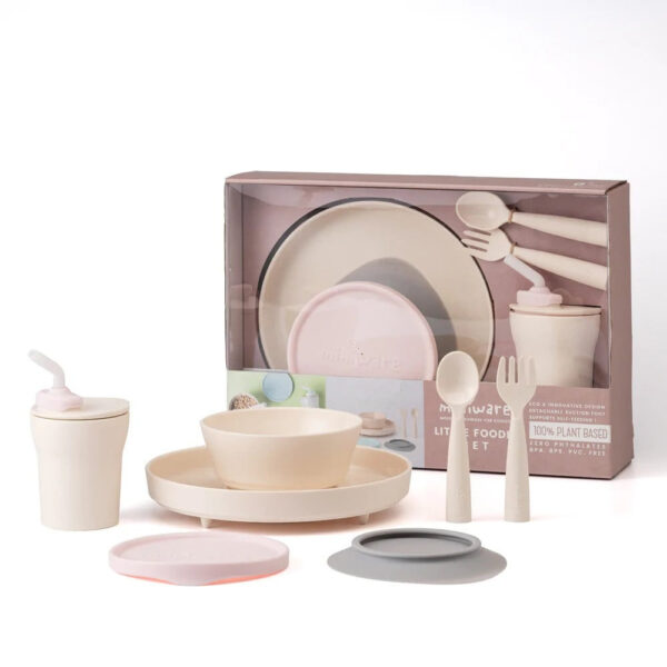 Miniware Little Foodie bébiétel diverzifikációs készlet, 100% biológiailag lebomló természetes anyagokból, 6 db, Vanília + Vattacukor
