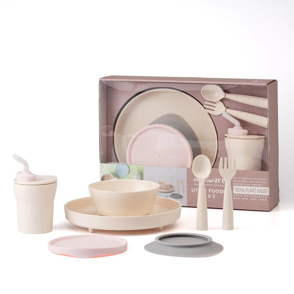set-diversificare-hrana-bebelusi-miniware-little-foodie-100-din10037 Miniware Little Foodie bébiétel diverzifikációs készlet, 100% biológiailag lebomló természetes anyagokból, 6 db, Vanília + Vattacukor - Kép 1